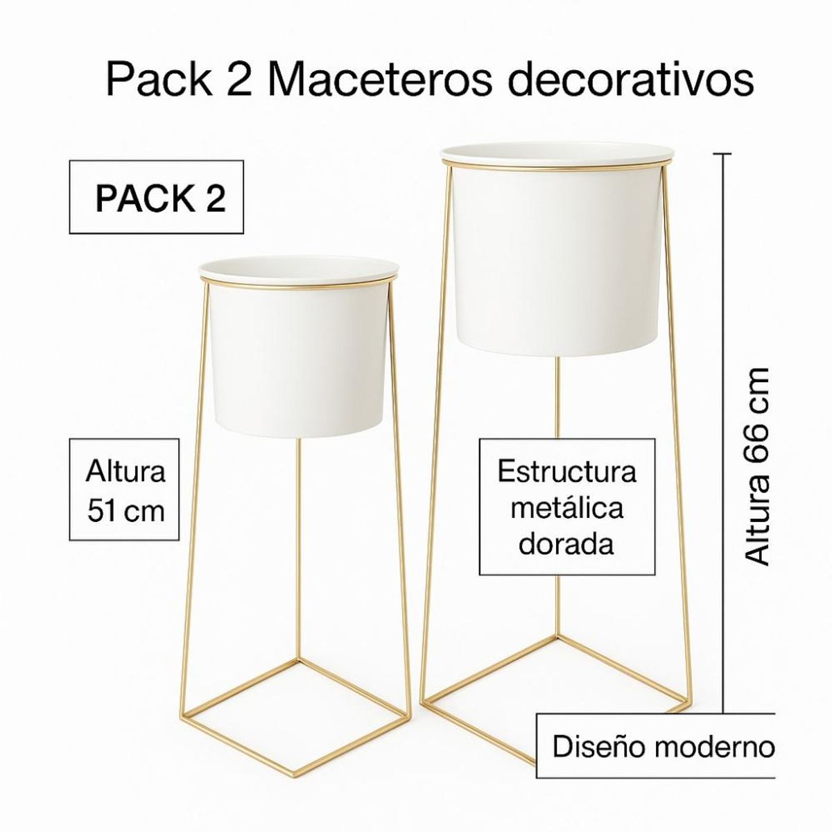 GENERICO - Porta Maceteros Pedestal Macetas set 2 unidades Blanco