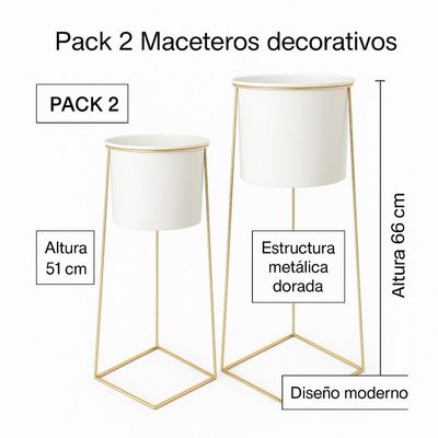 Imagen 2 del producto Porta Maceteros Pedestal Macetas set 2 unidades Blanco
