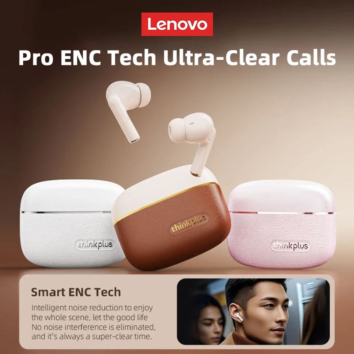 LENOVO - Audífono In-Ear Bluetooth LP27 PRO