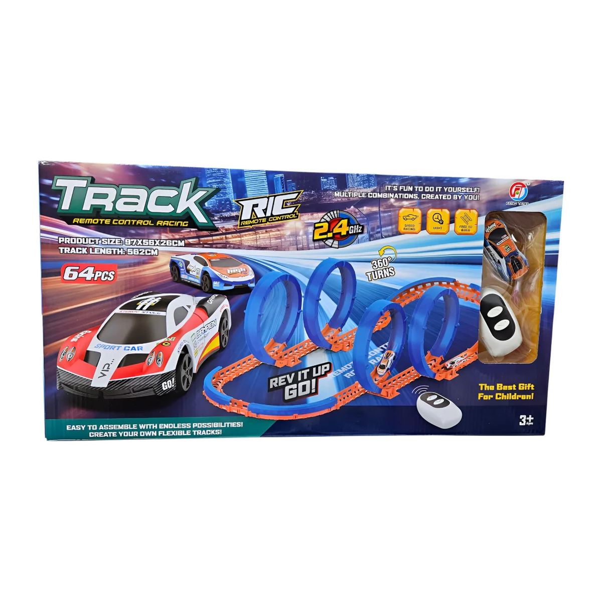 GENERICO - Juguete Pista de Autos de Carrera a Control Remoto Doble Loop