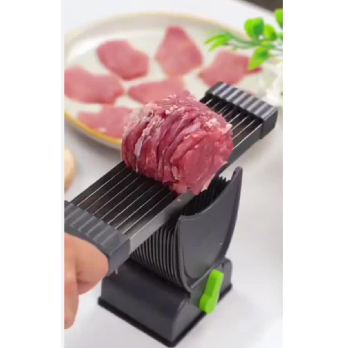GENERICO - Rebanadora Manual Profesional para Carnes Congeladas  Cortador de Precisión con Soporte