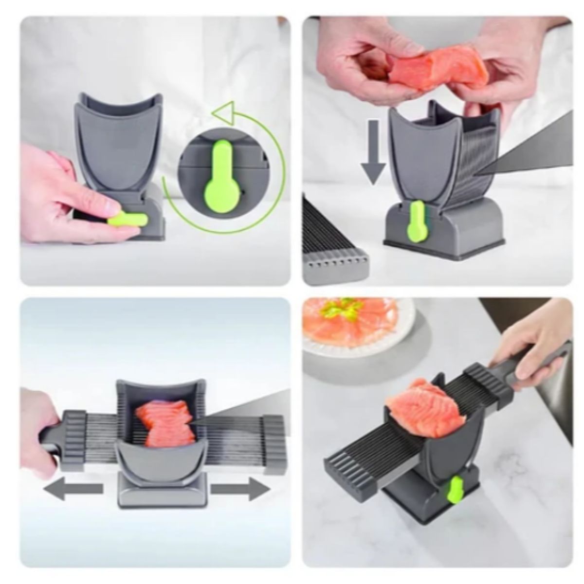 GENERICO - Rebanadora Manual Profesional para Carnes Congeladas  Cortador de Precisión con Soporte