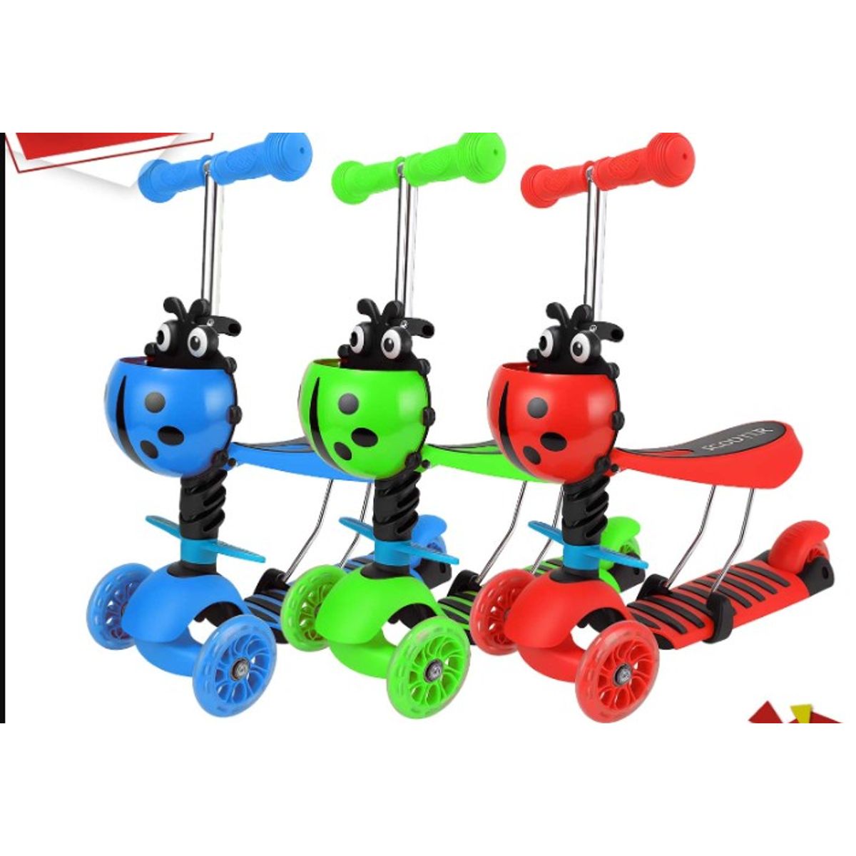 GENERICO - Scooter Chinita 3 en 1 Paseo ROJO