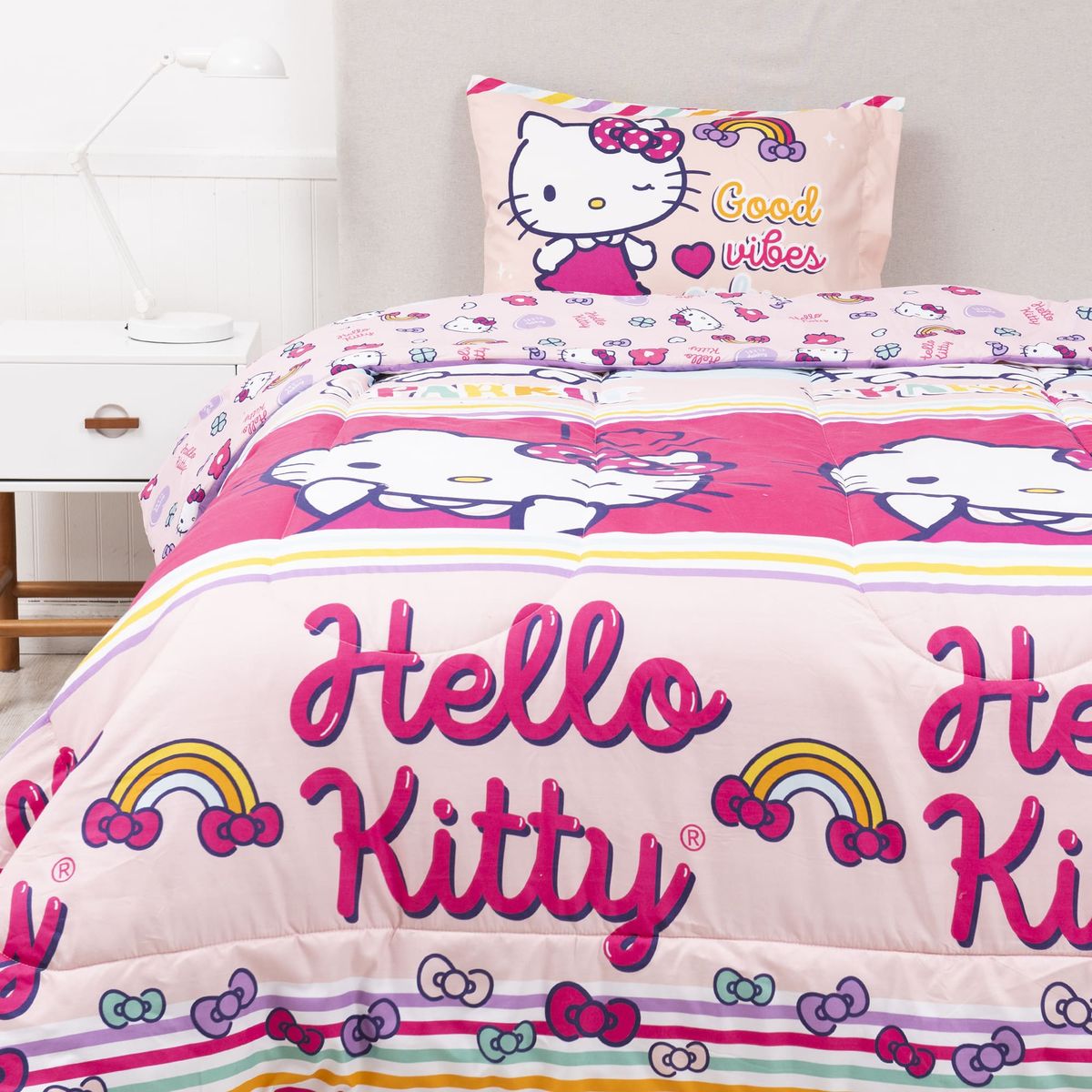 MASHINI - CUBRECAMA PLUMON INFANTIL HELLO KITTY SPARKLE REVERSIBLE 1.5 PLAZA