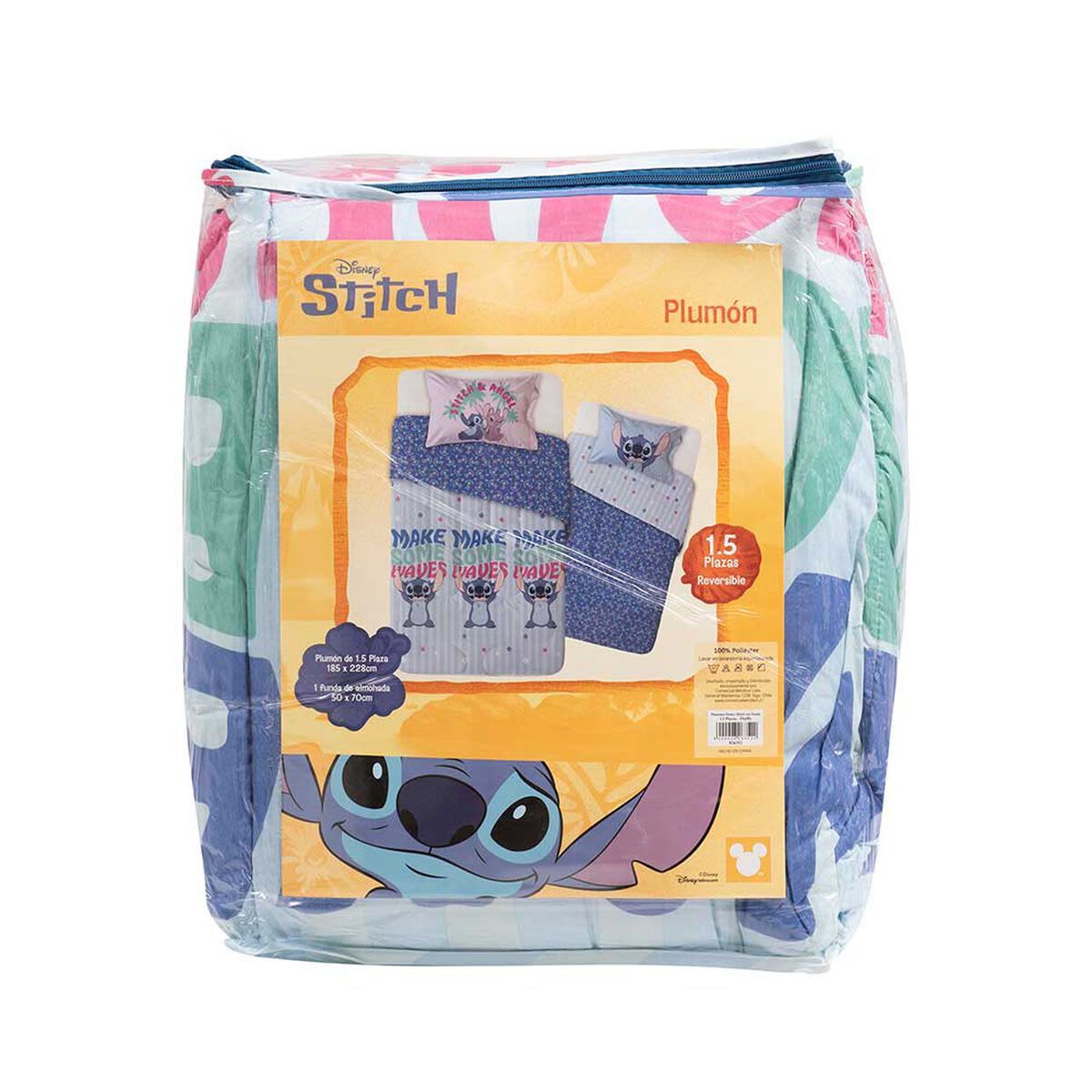 MASHINI - CUBRECAMA PLUMON INFANTIL STITCH FLUFFLY REVERSIBLE 1.5 PLAZA