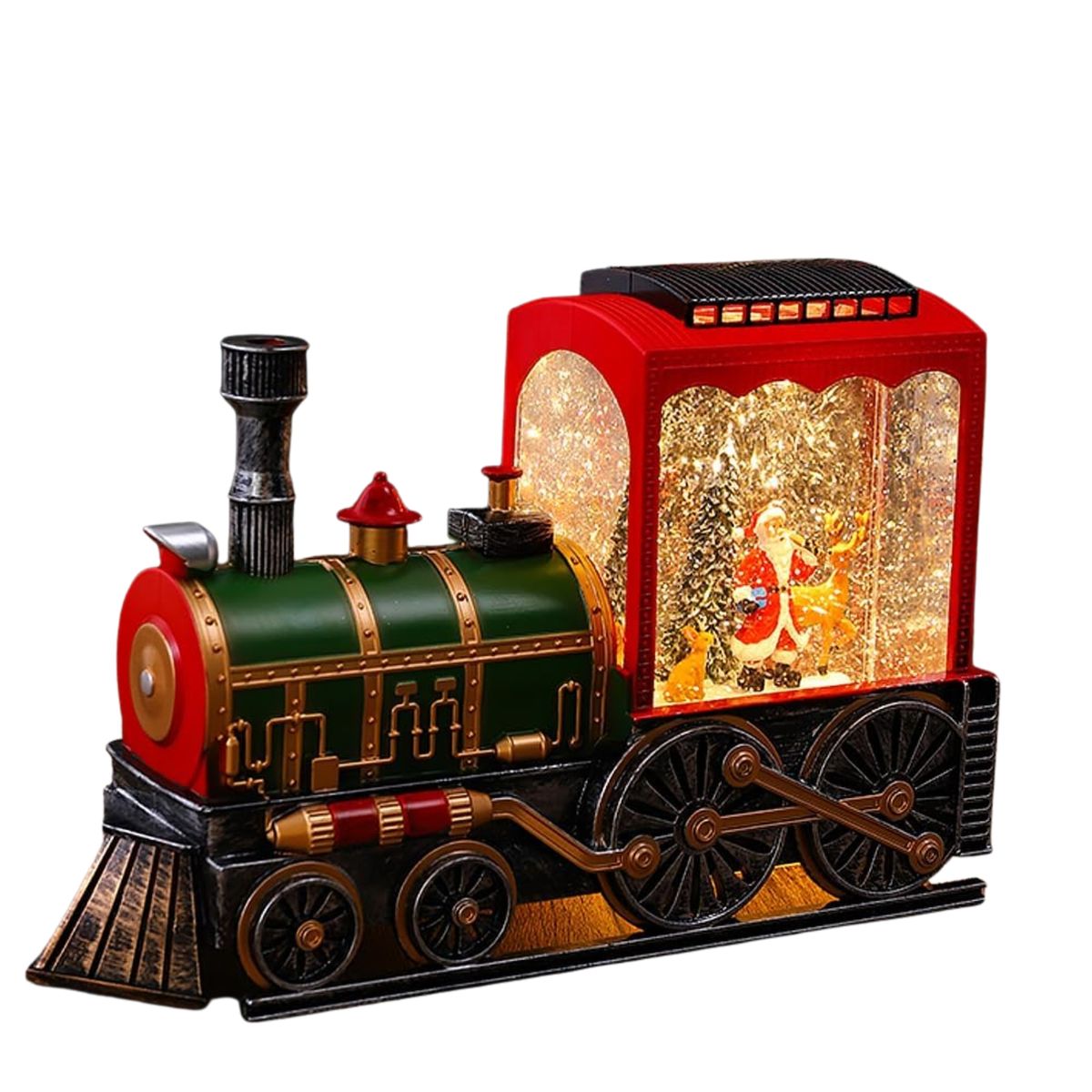 MOVI - Tren Navideño Decorativo con Luz y Efecto Nieve  Diseño Vintage con Detalles Festivos