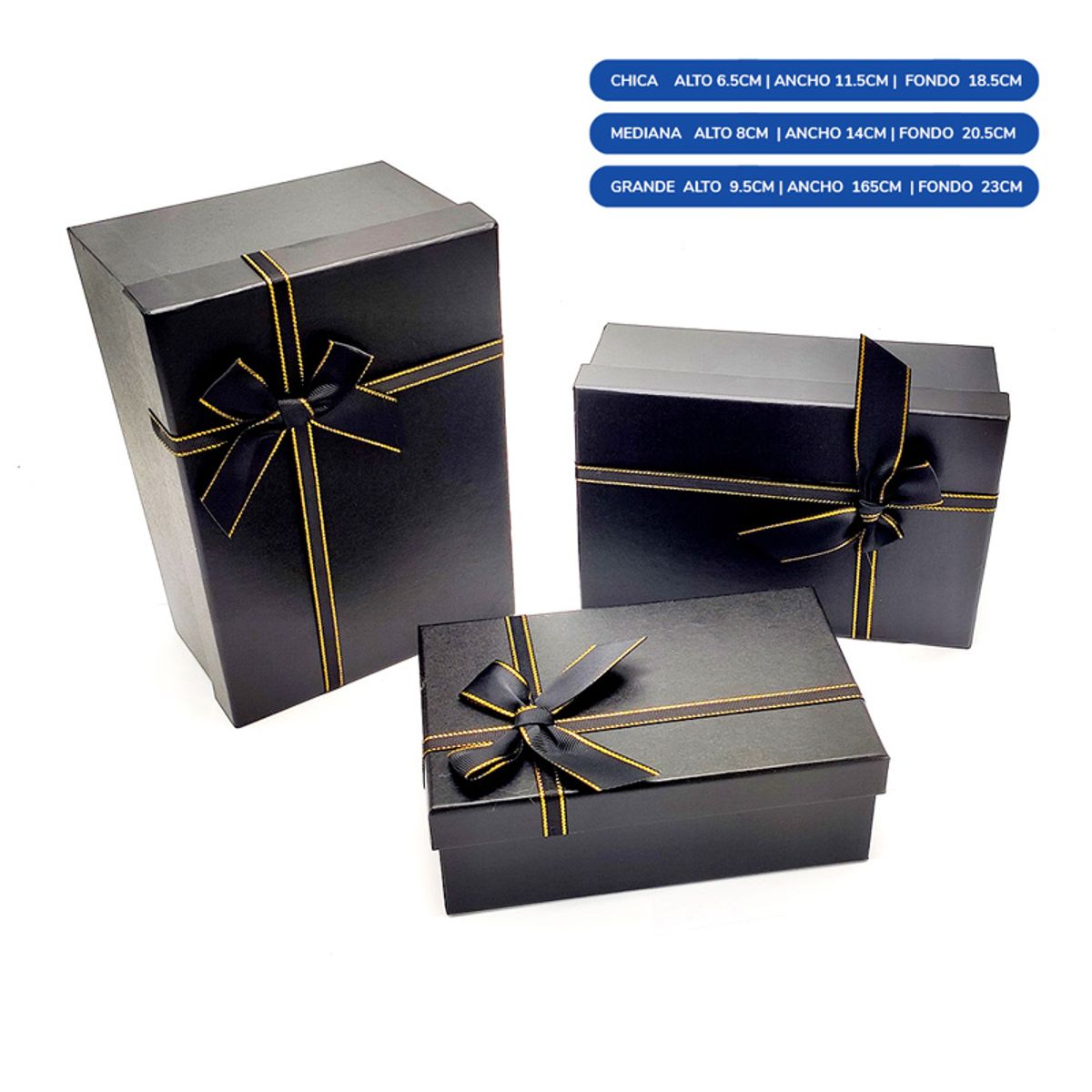 GENERICO - CAJA RECTANGULAR TRIPLE NEGRO X1 UNI