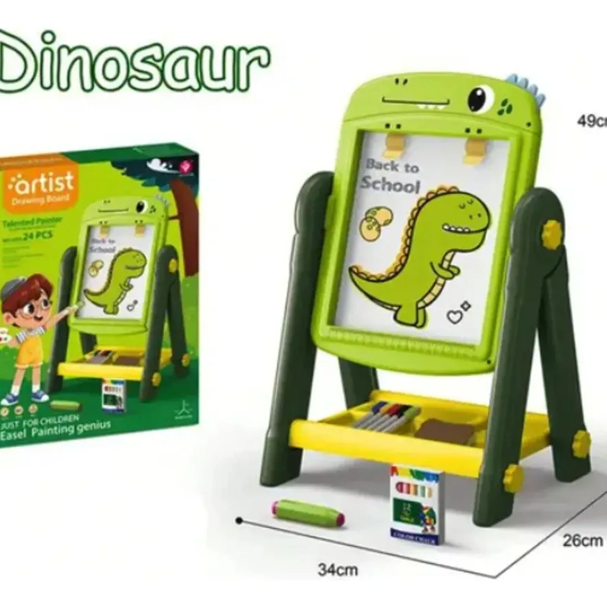 GENERICO - Pizarra Magnética Infantil Para Niños 24pcs Verde Dinosaurio