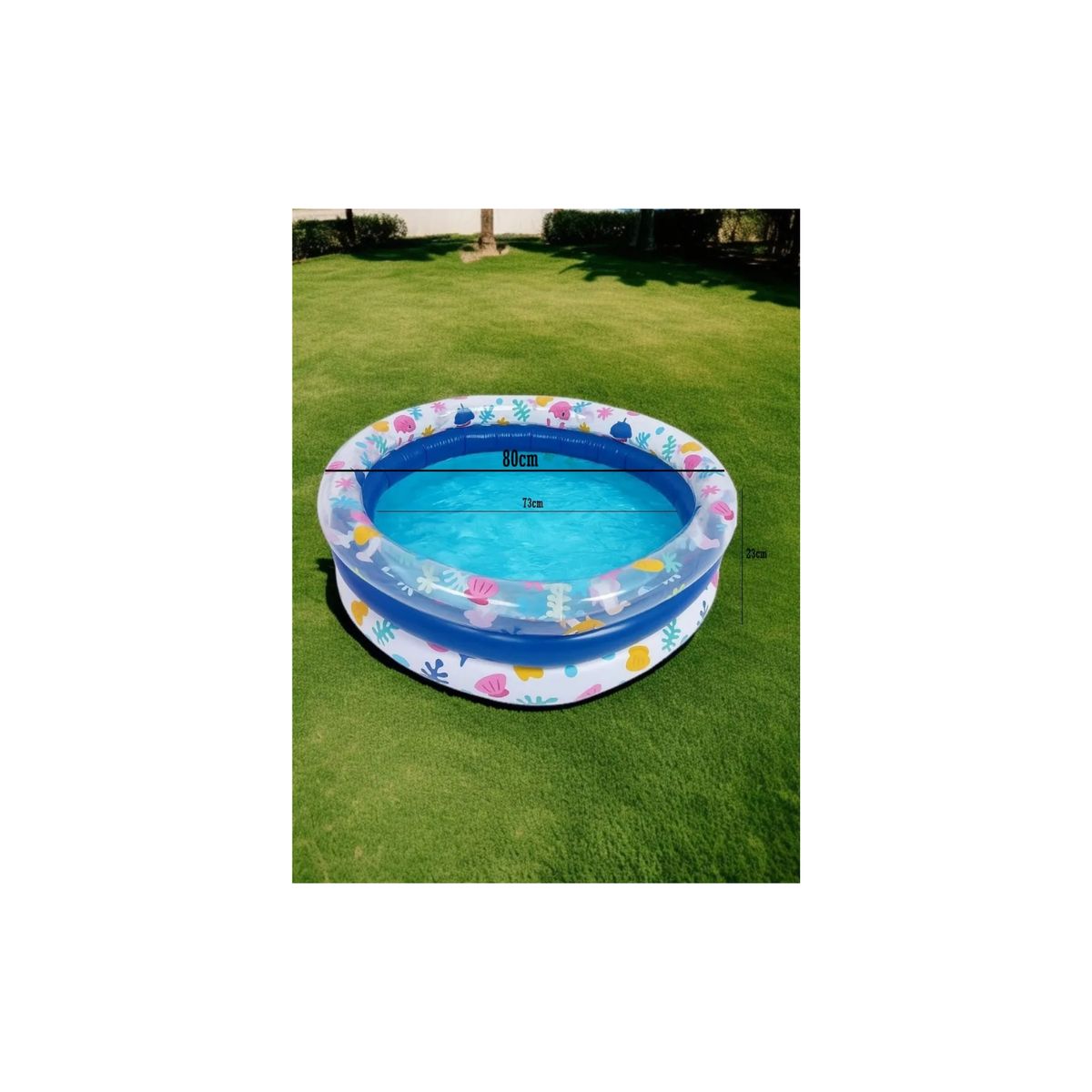 GENERICO - Piscina Inflable 3 Anillos Circular Para Niños Piscinas 80cm Azul / Oceano