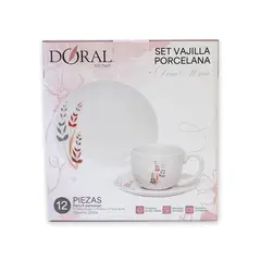 DORAL - SET VAJILLA DE TÉ PORCELANA DOÑA MARIA 12 PZA DISEÑO SOFIA