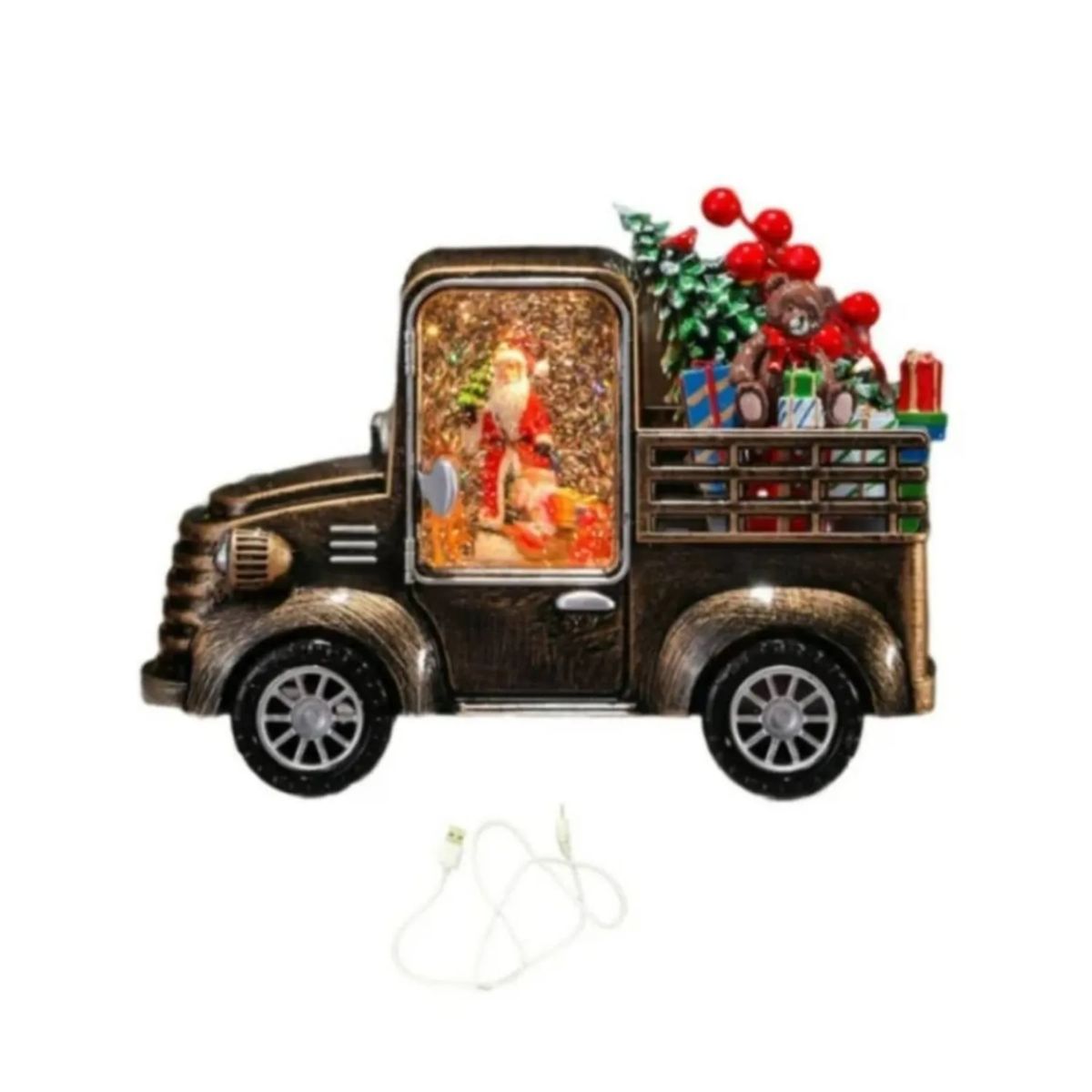 MOVI - Camión Navideño Decorativo con Luz LED  Diseño Vintage con Escena de Santa y Detalles Festivos