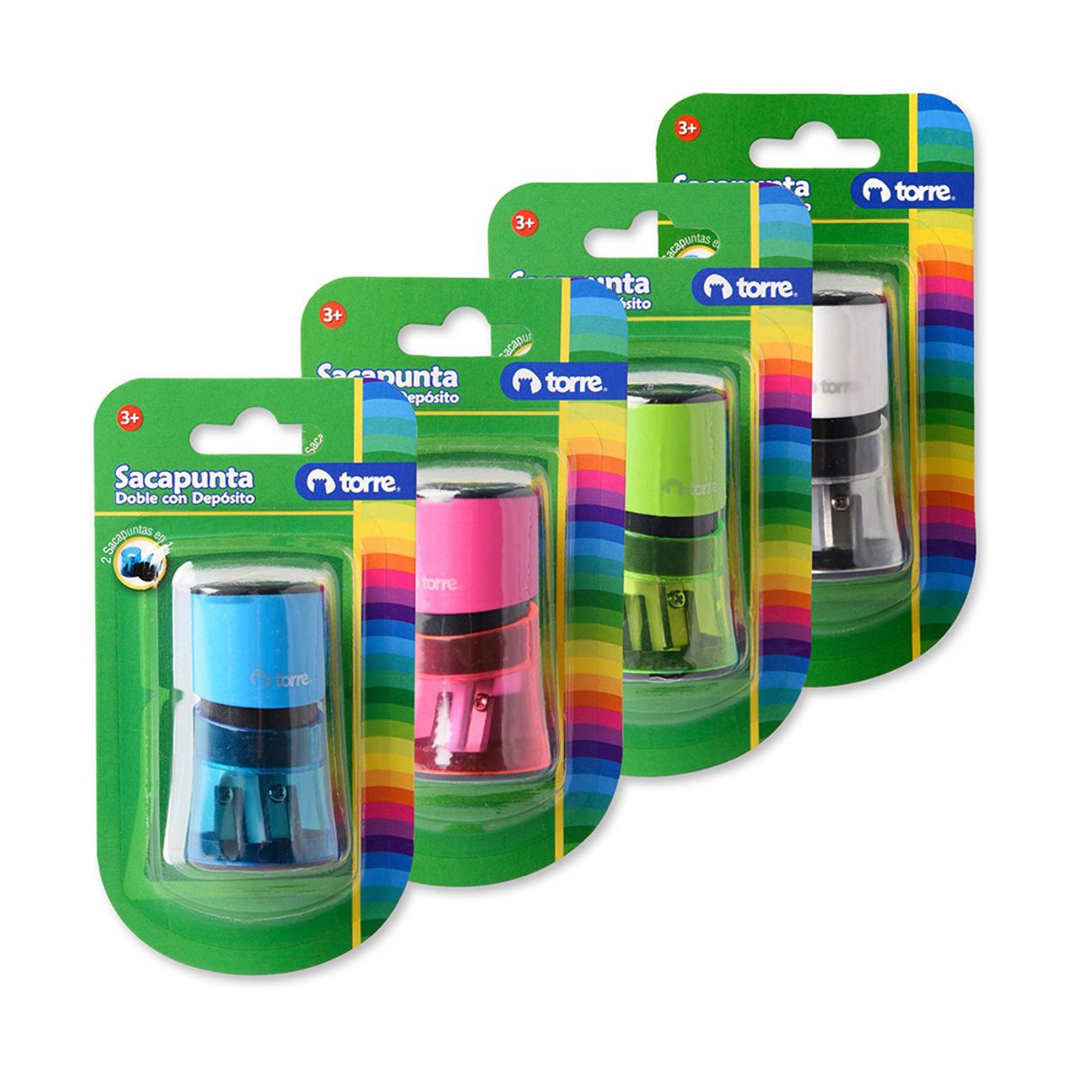 TORRE - Sacapuntas Doble Cilíndrico Con Depósito Torre