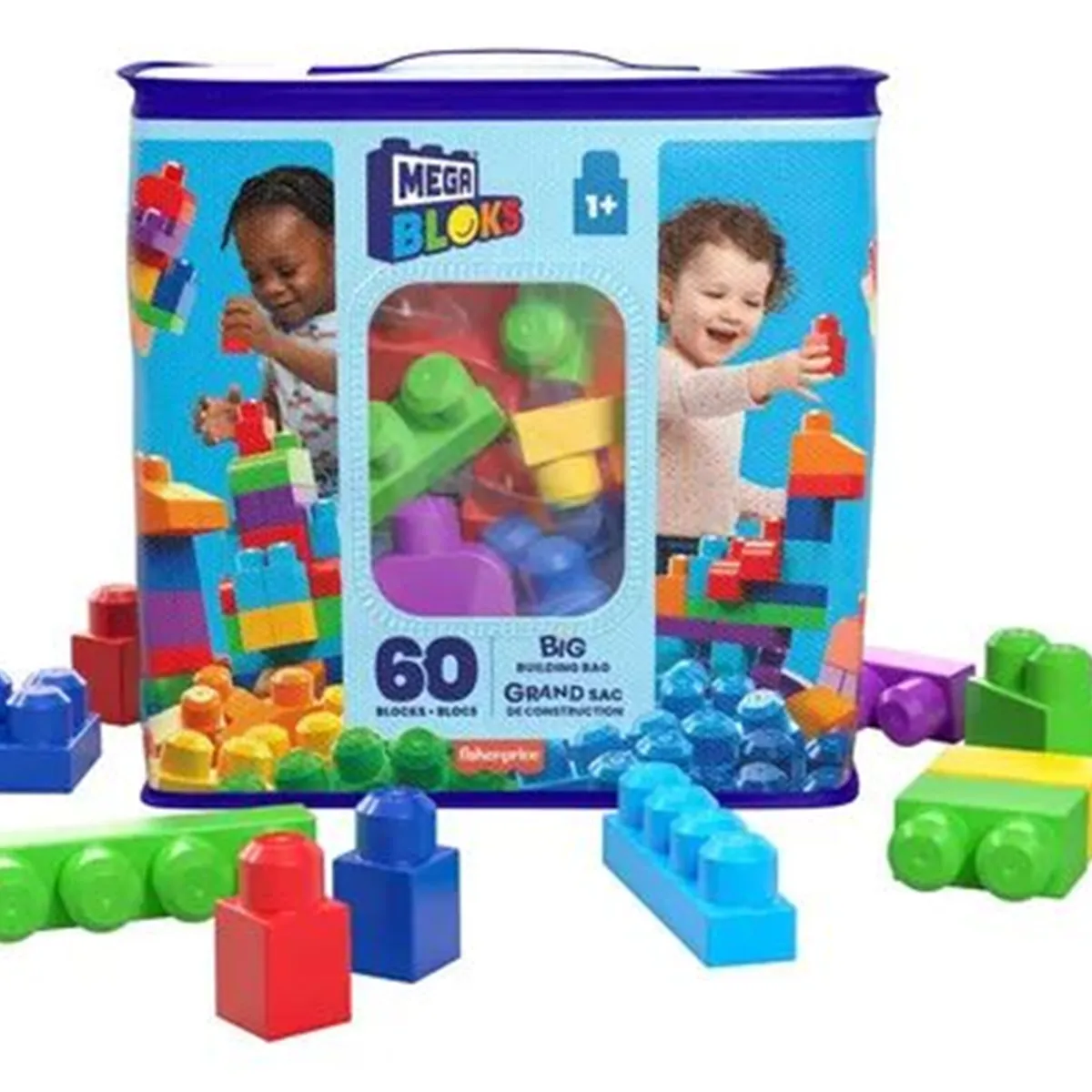 MEGA BLOCKS - Mega Bloks Bloques Construcción Aprendizaje 60 Pzs + Bolsa