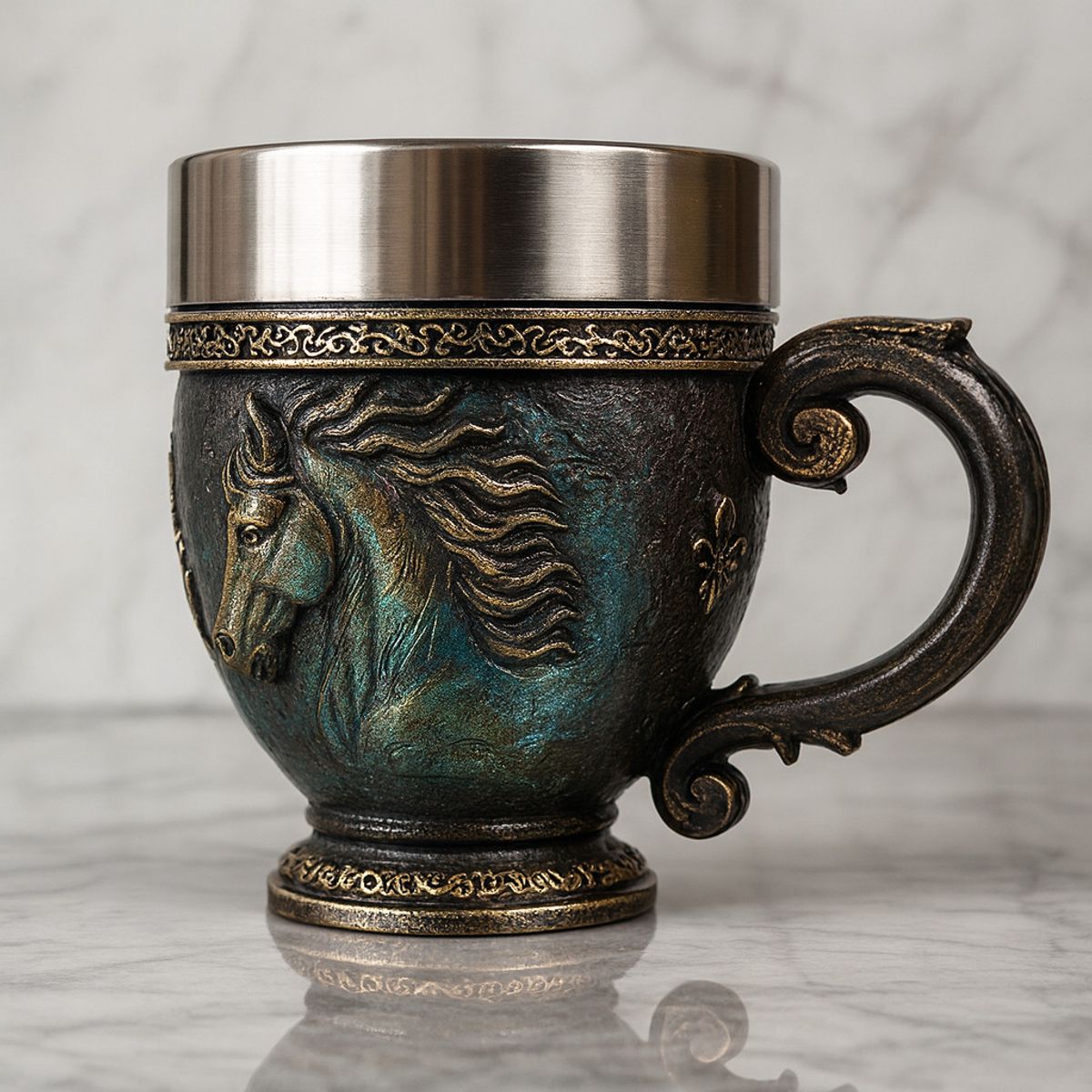 GENERICO - Tazon - Taza Termica De Acero con Relieve de Caballo