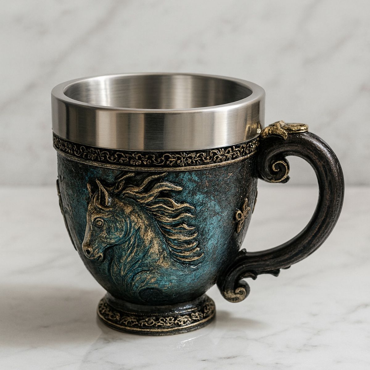 GENERICO - Tazon - Taza Termica De Acero con Relieve de Caballo