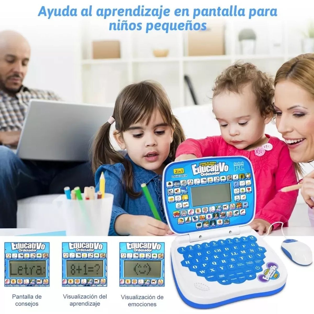 GENERICO - COMPUTADORA DE NIÑO DINO VERDE DIDACTICO INGLES ESPAÑOL WYM