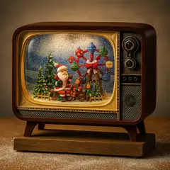 MOVI - CAJA MUSICAL NAVIDEÑA CON LUCES EN FORMA DE TV RETRO PREMIUM