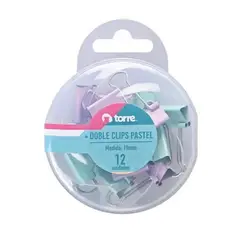 TORRE - Doble Clip 19mm Pastel 12 Uds