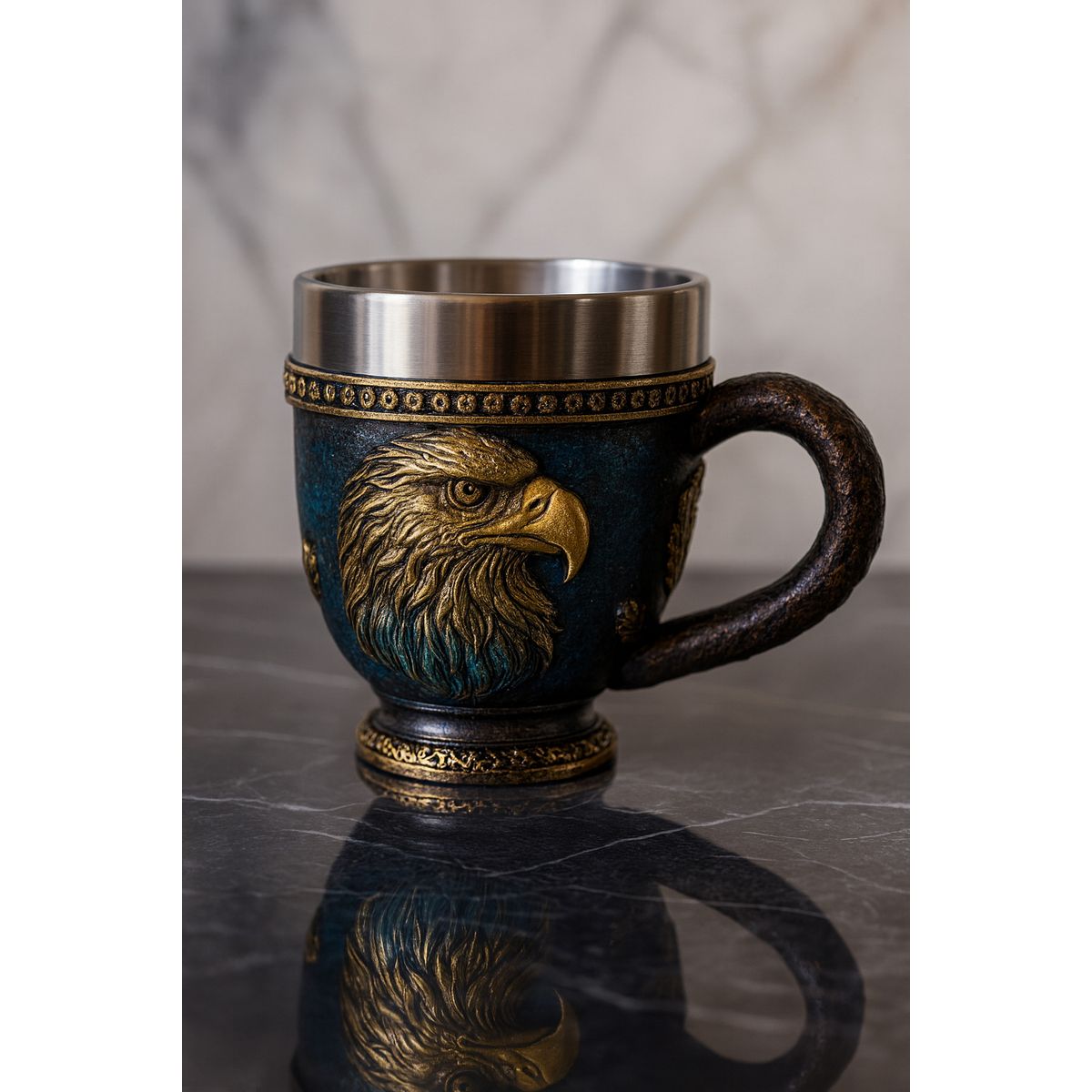 GENERICO - Tazon - Taza Termica De Acero con Diseño de Aguila en Relieve
