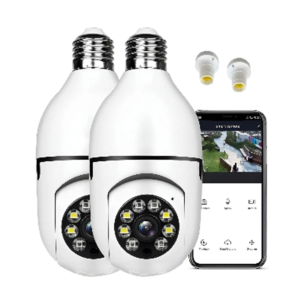 GENERICO - Ampolleta Con Cámara 2 Unidad Seguridad Panorámica Wifi 360