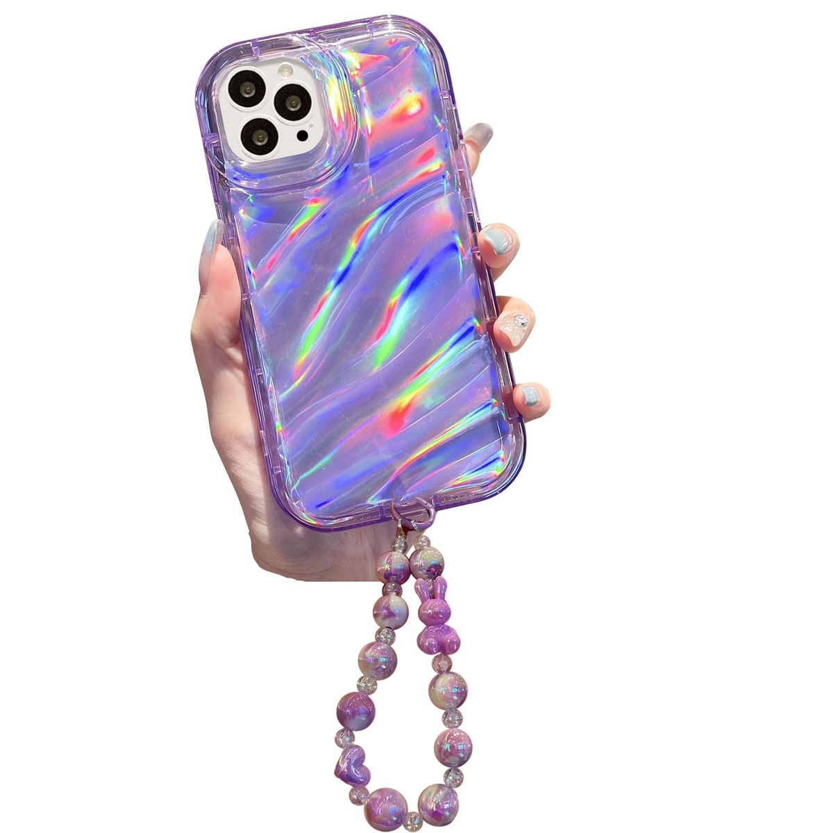 GENERICO - Carcasa 3D holográfica con colgante de mano iPhone 16 pro