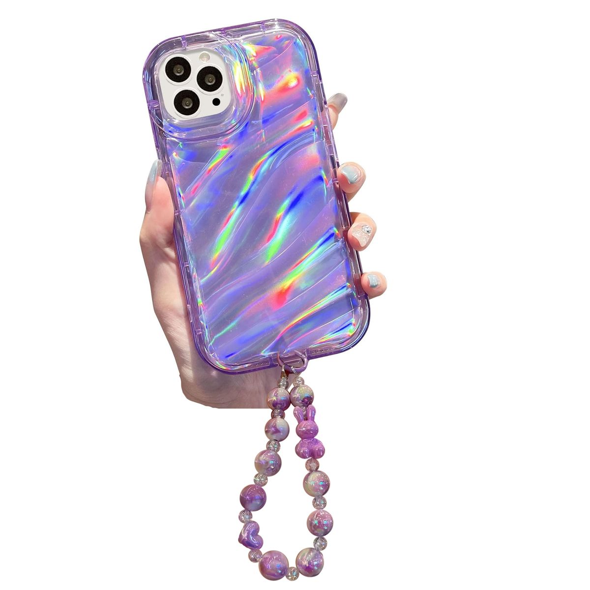 GENERICO - Carcasa 3D holográfica con colgante de mano iPhone 16 pro