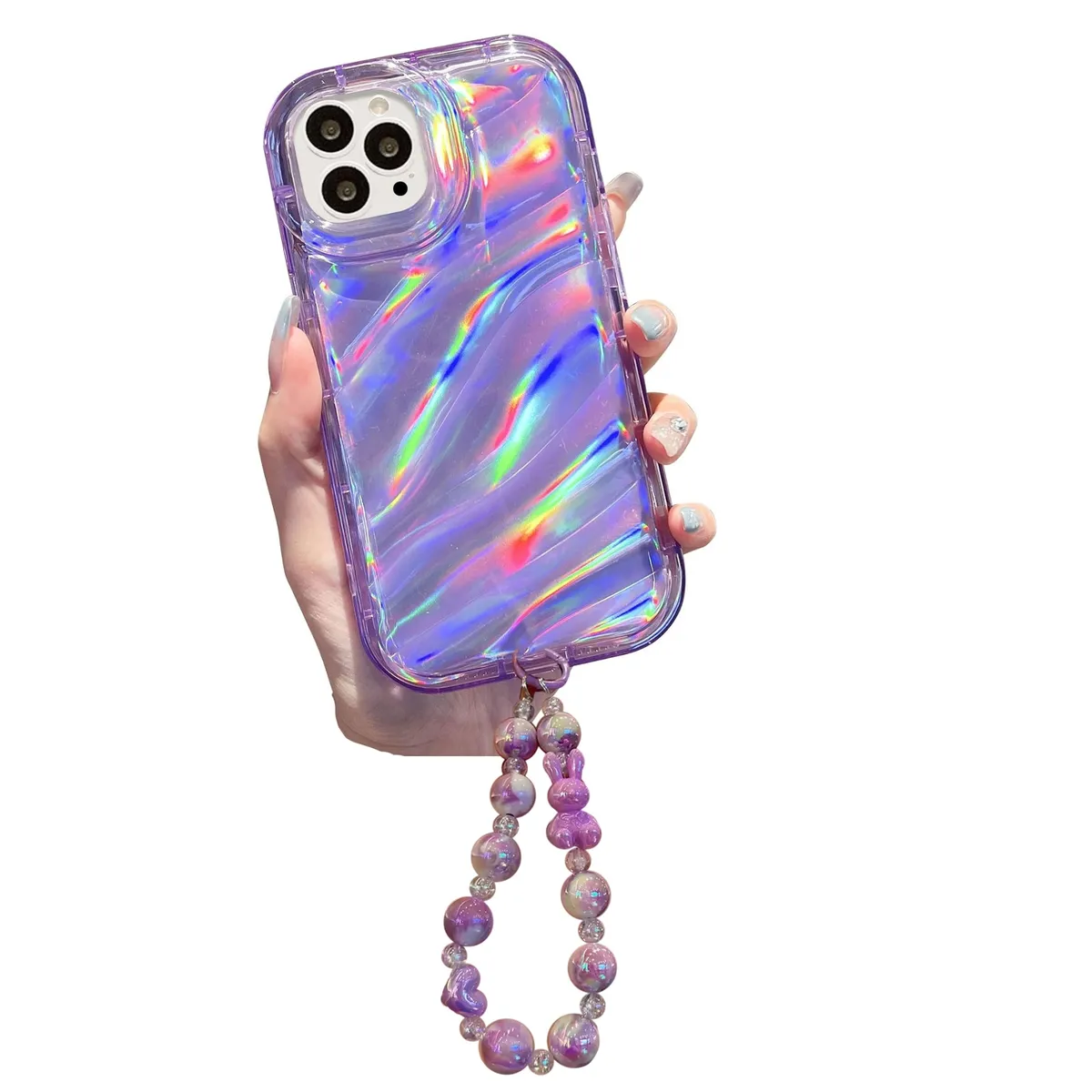 GENERICO - Carcasa 3D holográfica con colgante de mano iPhone 16