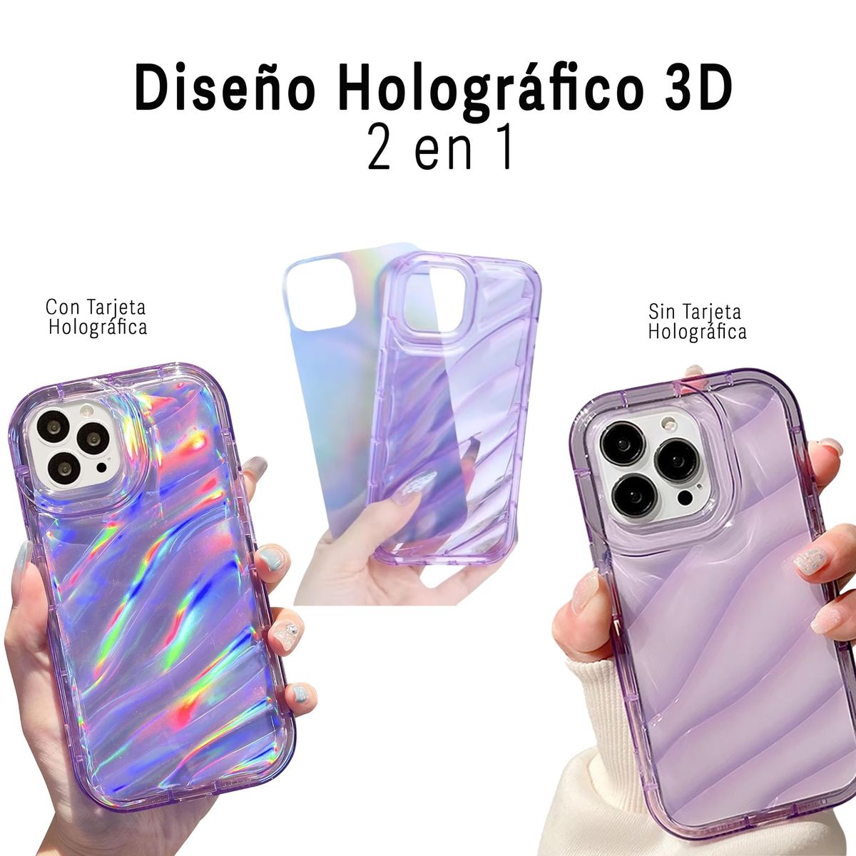 GENERICO - Carcasa 3D holográfica con colgante de mano iPhone 16