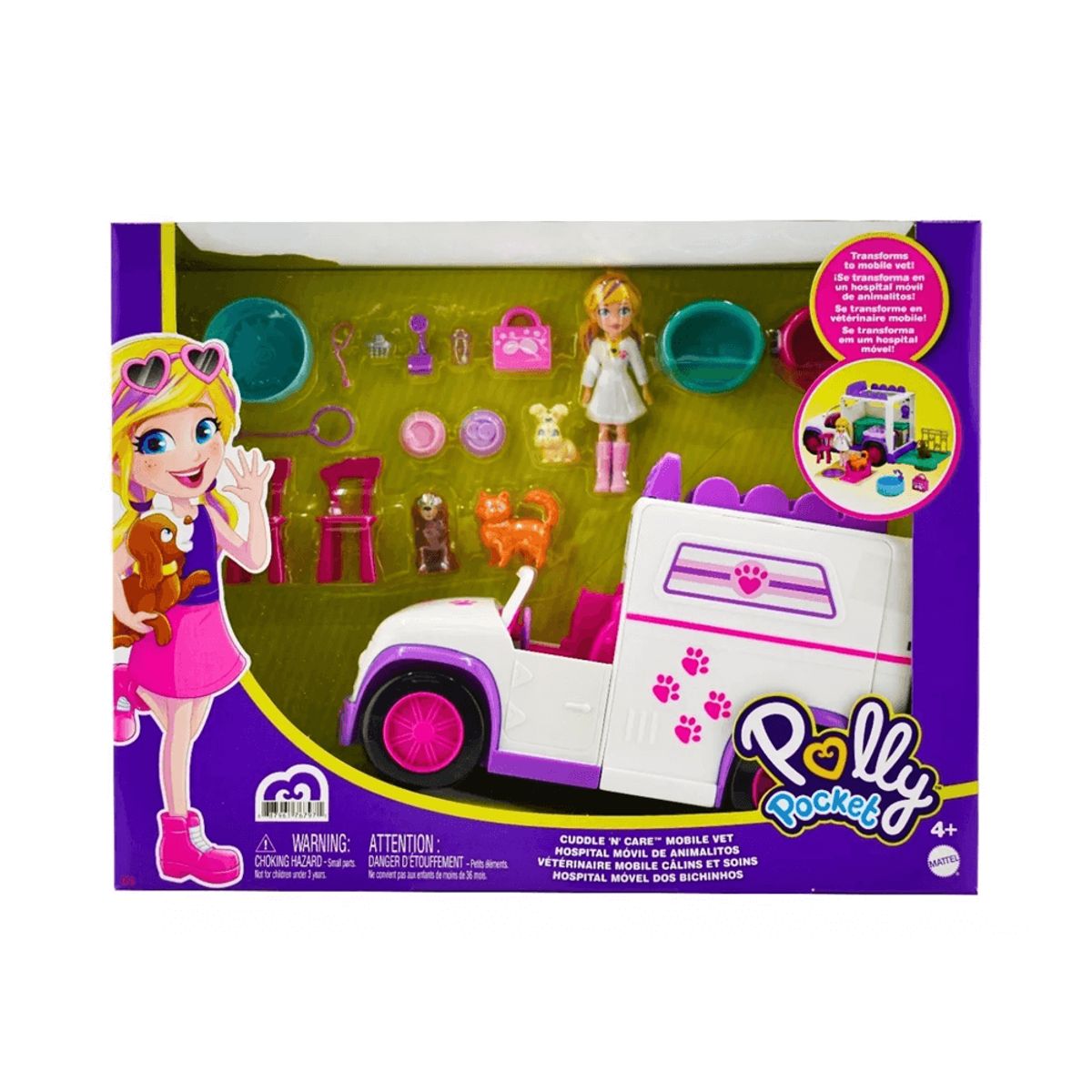 MATTEL - Muñeca Polly Pocket Hospital Móvil De Animalitos