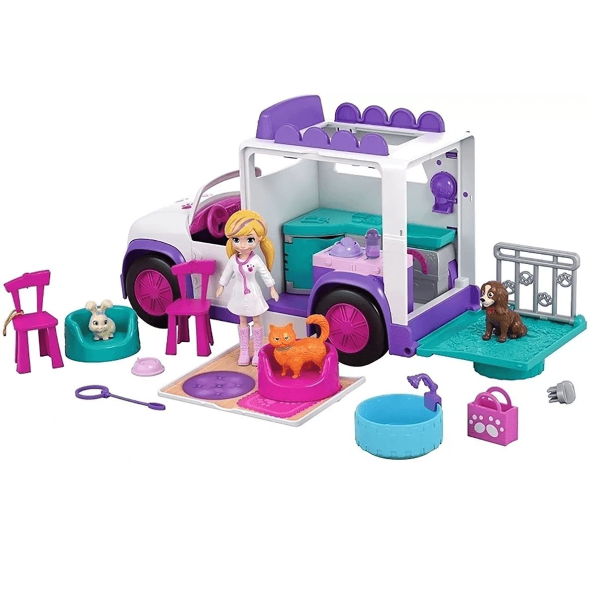 MATTEL - Muñeca Polly Pocket Hospital Móvil De Animalitos