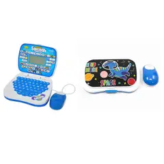 GENERICO - COMPUTADORA PARA NIÑO DE JUGUETE DIDACTICO INGLES ESPAÑOL DINO AZUL WM