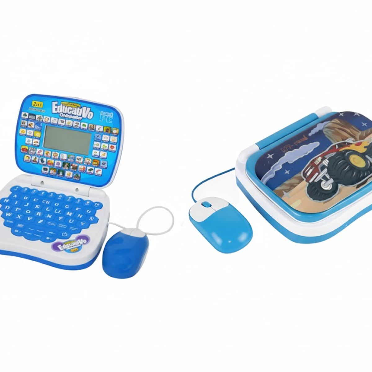 GENERICO - COMPUTADORA PARA NIÑO DE JUGUETE DIDACTICO INGLES ESPAÑOL CARRO MONSTRUO AZUL WM