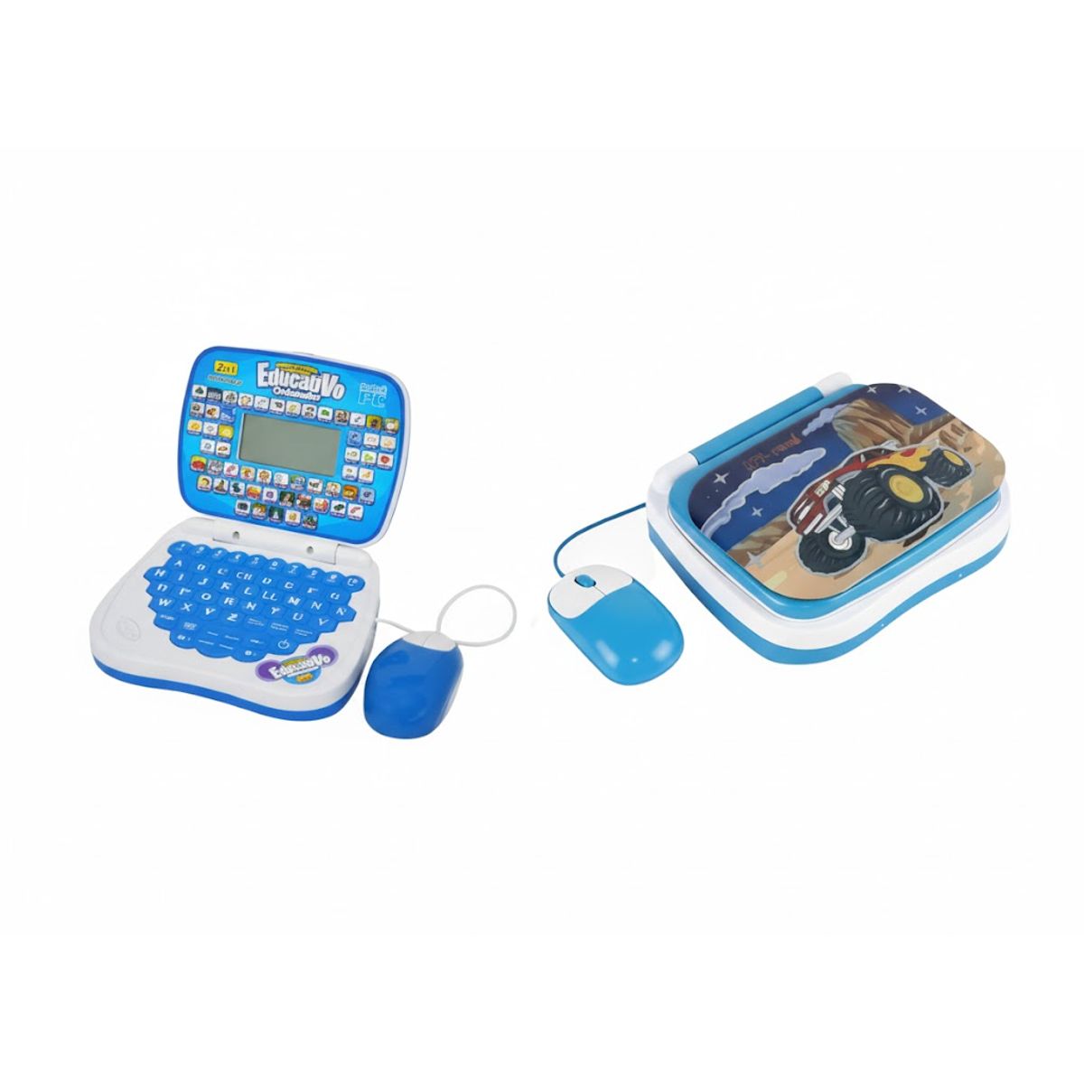 GENERICO - COMPUTADORA PARA NIÑO DE JUGUETE DIDACTICO INGLES ESPAÑOL CARRO MONSTRUO AZUL WM