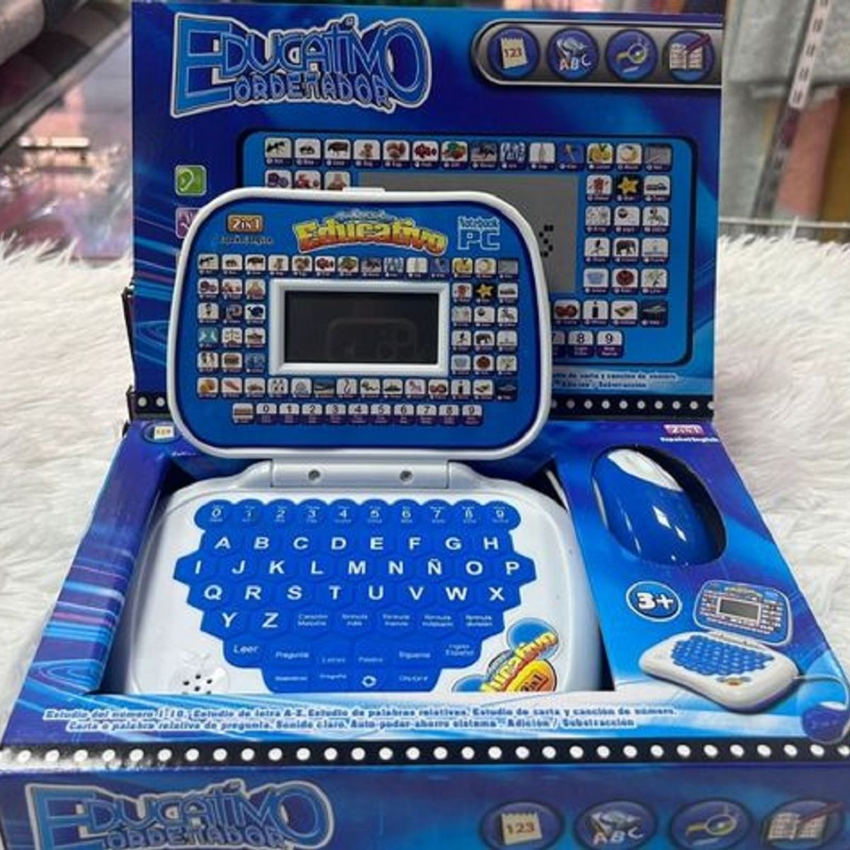 GENERICO - COMPUTADORA PARA NIÑO DE JUGUETE DIDACTICO INGLES ESPAÑOL CARRO MONSTRUO AZUL WM