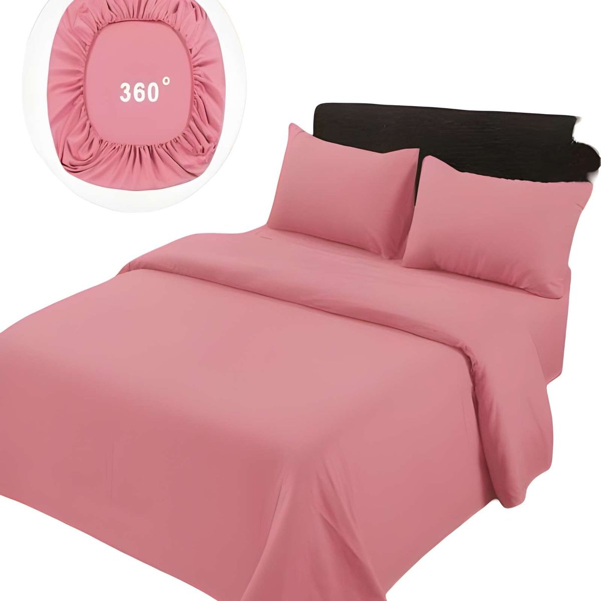 GENERICO - JUEGO DE SABANAS DE 500 HILOS SUPER-KING ROSA