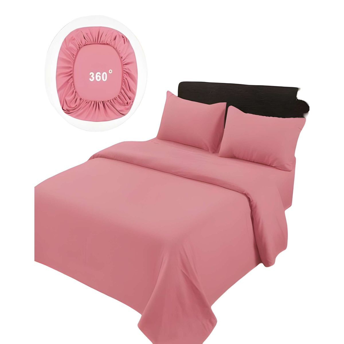 GENERICO - JUEGO DE SABANAS DE 500 HILOS SUPER-KING ROSA