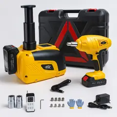 GENERICO - Kit Automotriz Gata Eléctrica 5 Ton, Llave de Impacto Inalámbrica + Maleta de Transporte