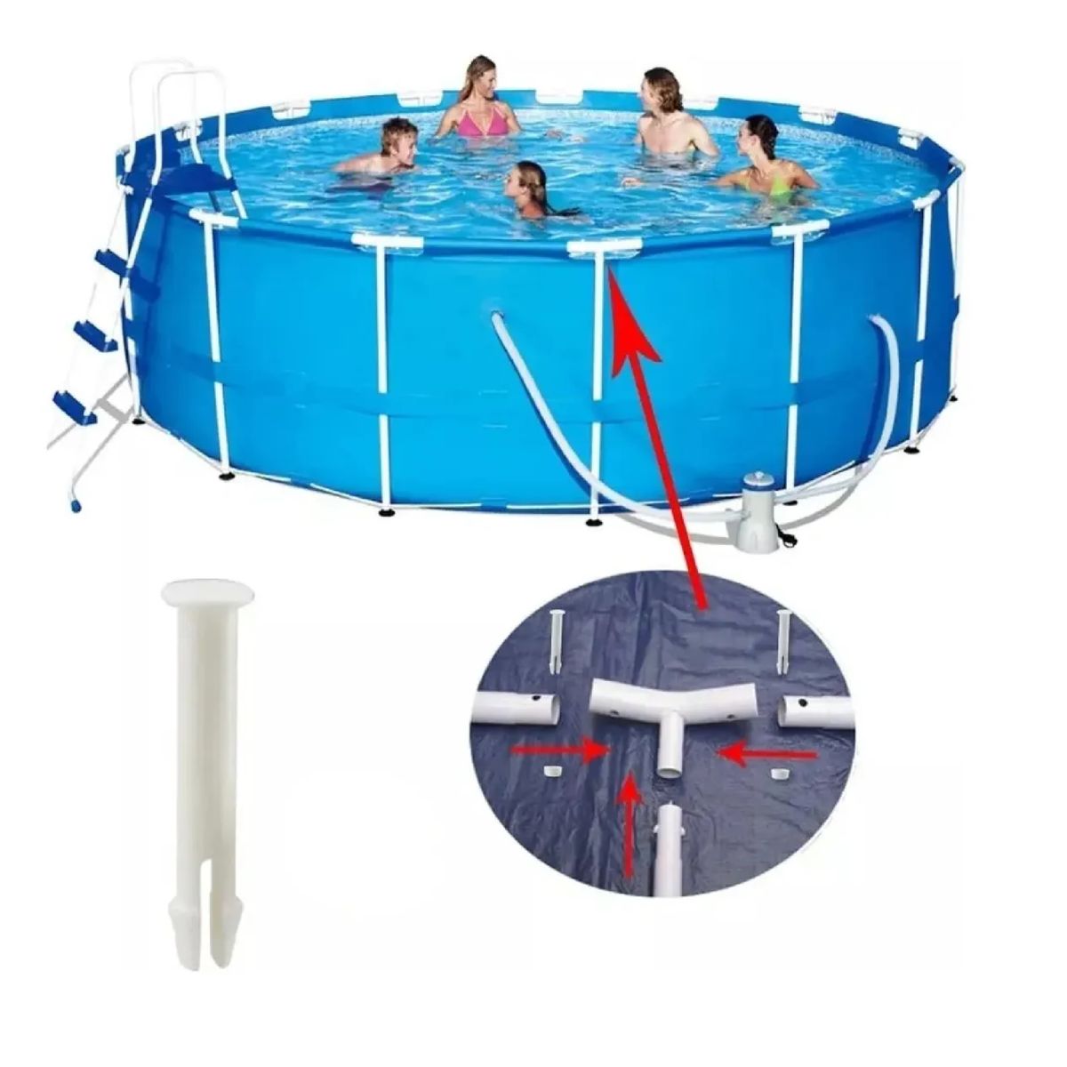 DEEP BLUE - Set 3 Pasadores Para Piscina Repuesto Pileta Pvc Deep Blue