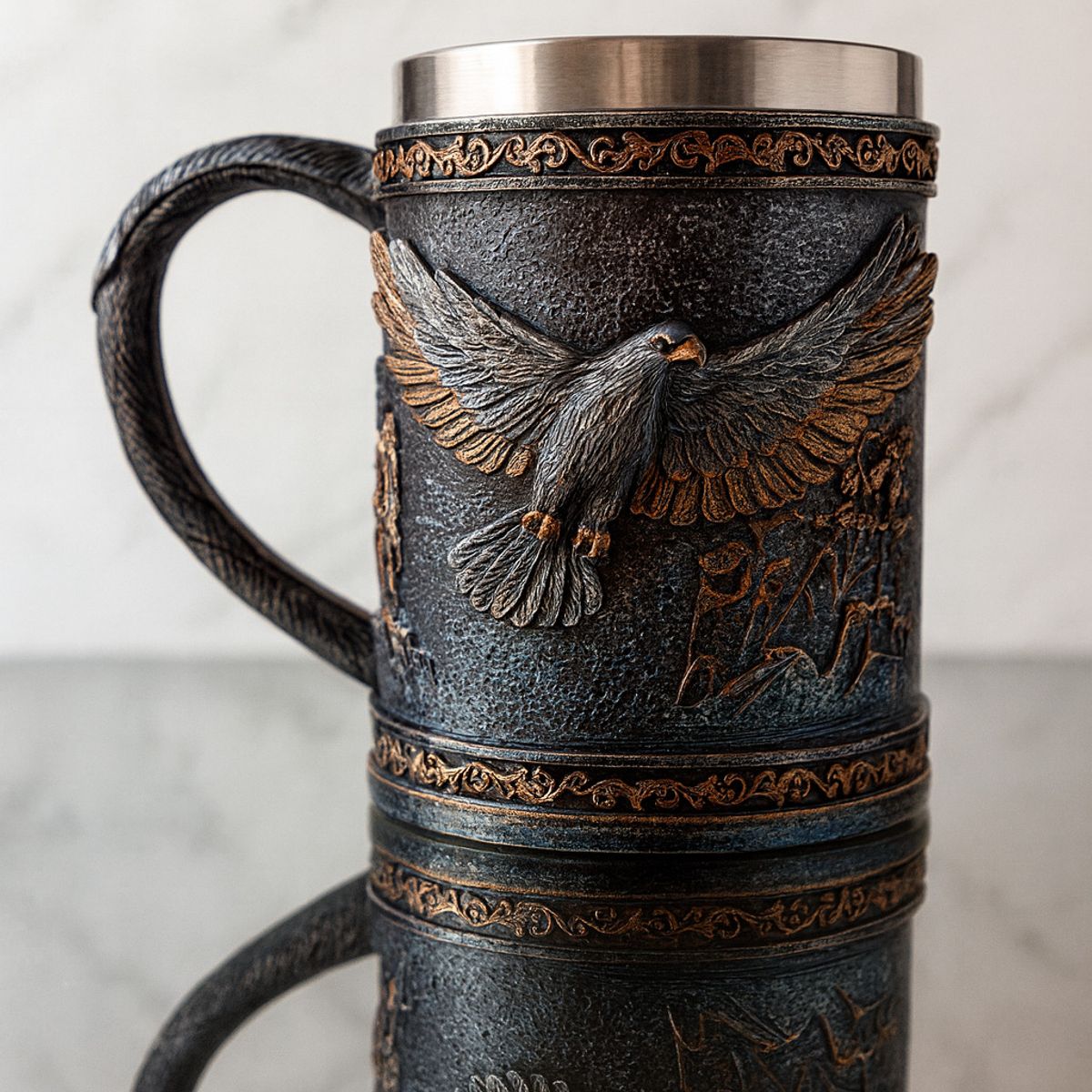 GENERICO - Tazon - Taza Termica De Acero Decorativa de Águila en Relieve