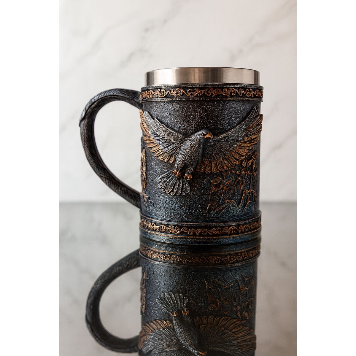 GENERICO - Tazon - Taza Termica De Acero Decorativa de Águila en Relieve