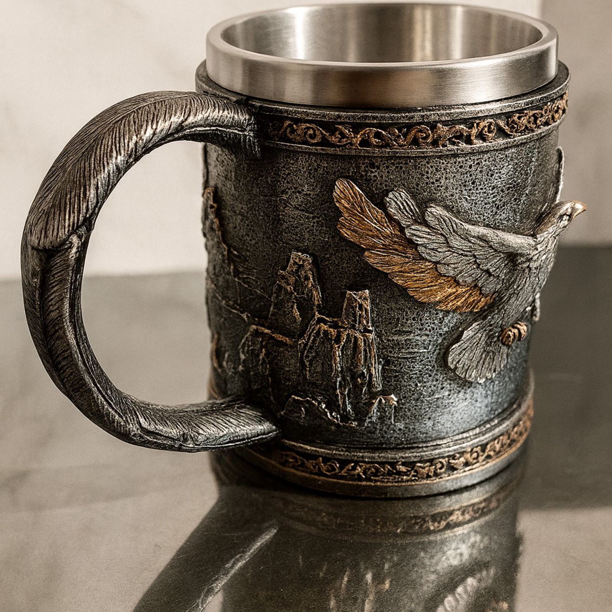 GENERICO - Tazon - Taza Termica De Acero Decorativa de Águila en Relieve