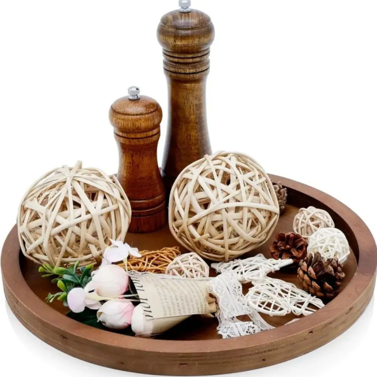 GENERICO - Juego 3 Bandejas Madera Redondas-minimalistas Organizador