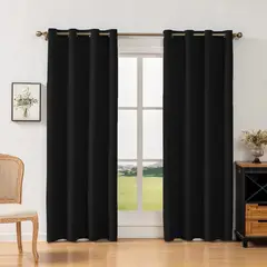 GENERICO - CORTINAS BLACKOUT ENGOMADA COLOR NEGRO 2 PAÑOS