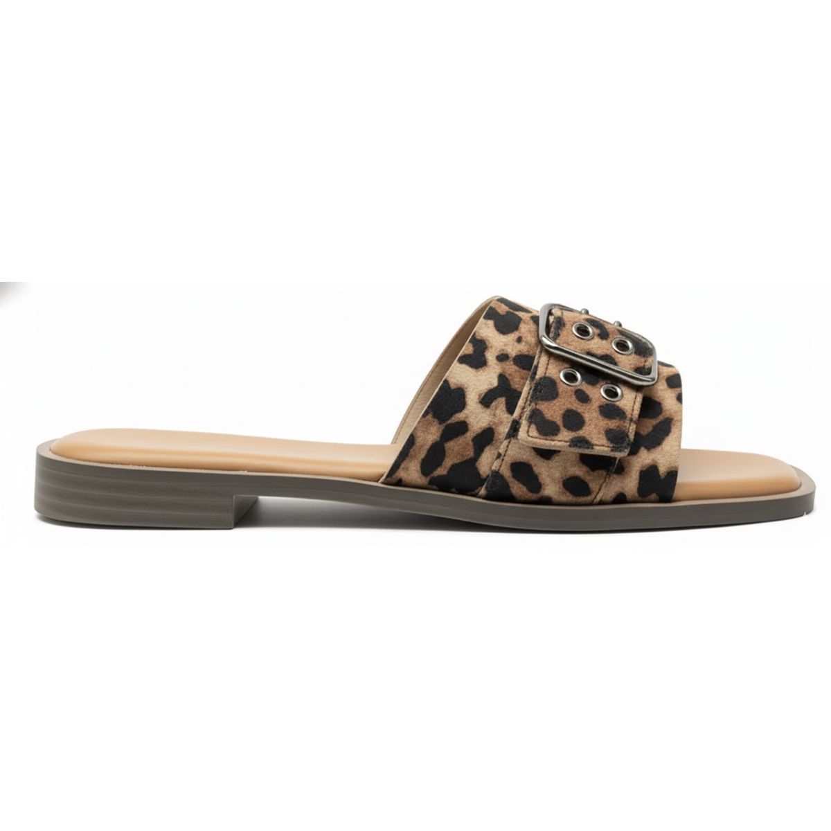 BOVINITA - Sandalia Mule Mujer Animal Print Hebilla Moda Verano