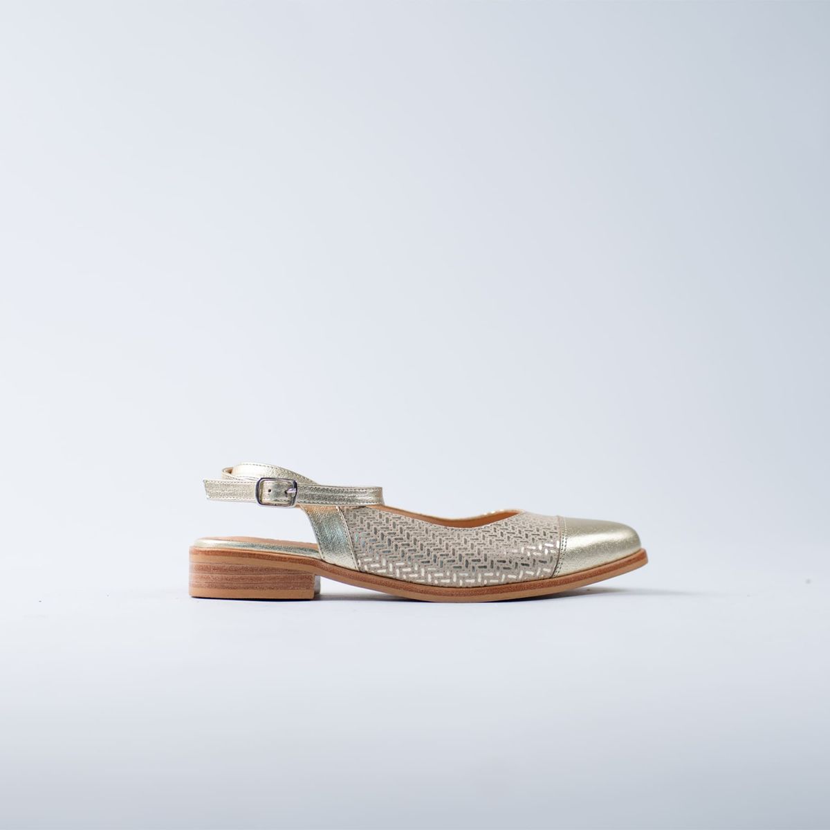 BURANO - Sandalia Taco Bajo Burano Helena Soft Gold