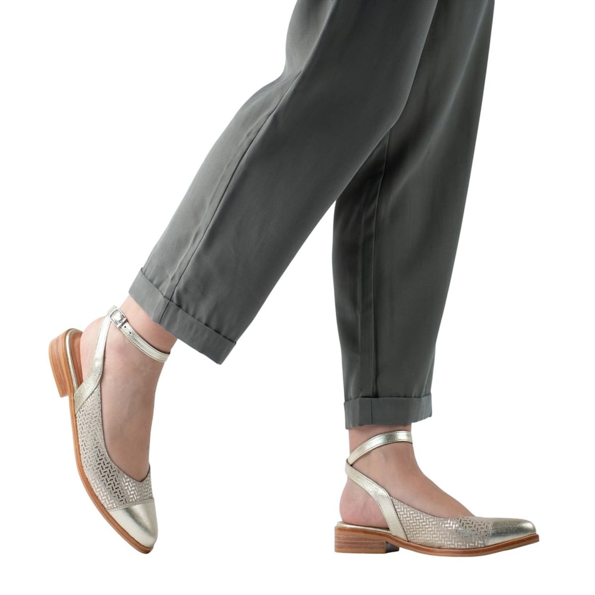 BURANO - Sandalia Taco Bajo Burano Helena Soft Gold