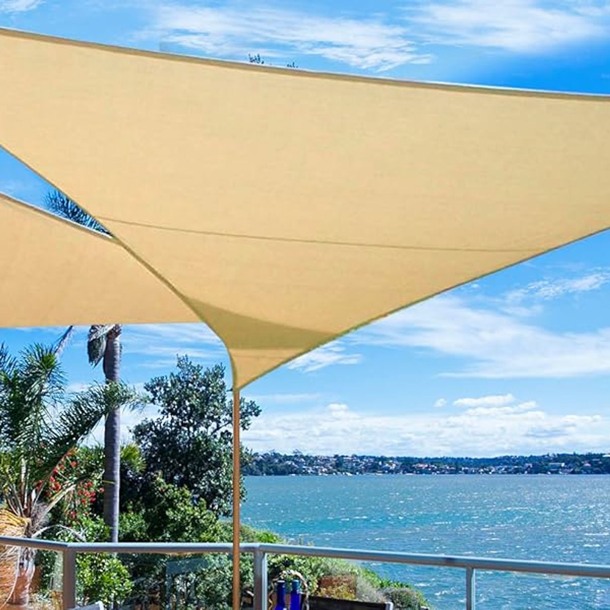 GENERICO - Toldo X2 vela Triangular 3,5x 3.5x 3,5 MT malla terraza sombreadora