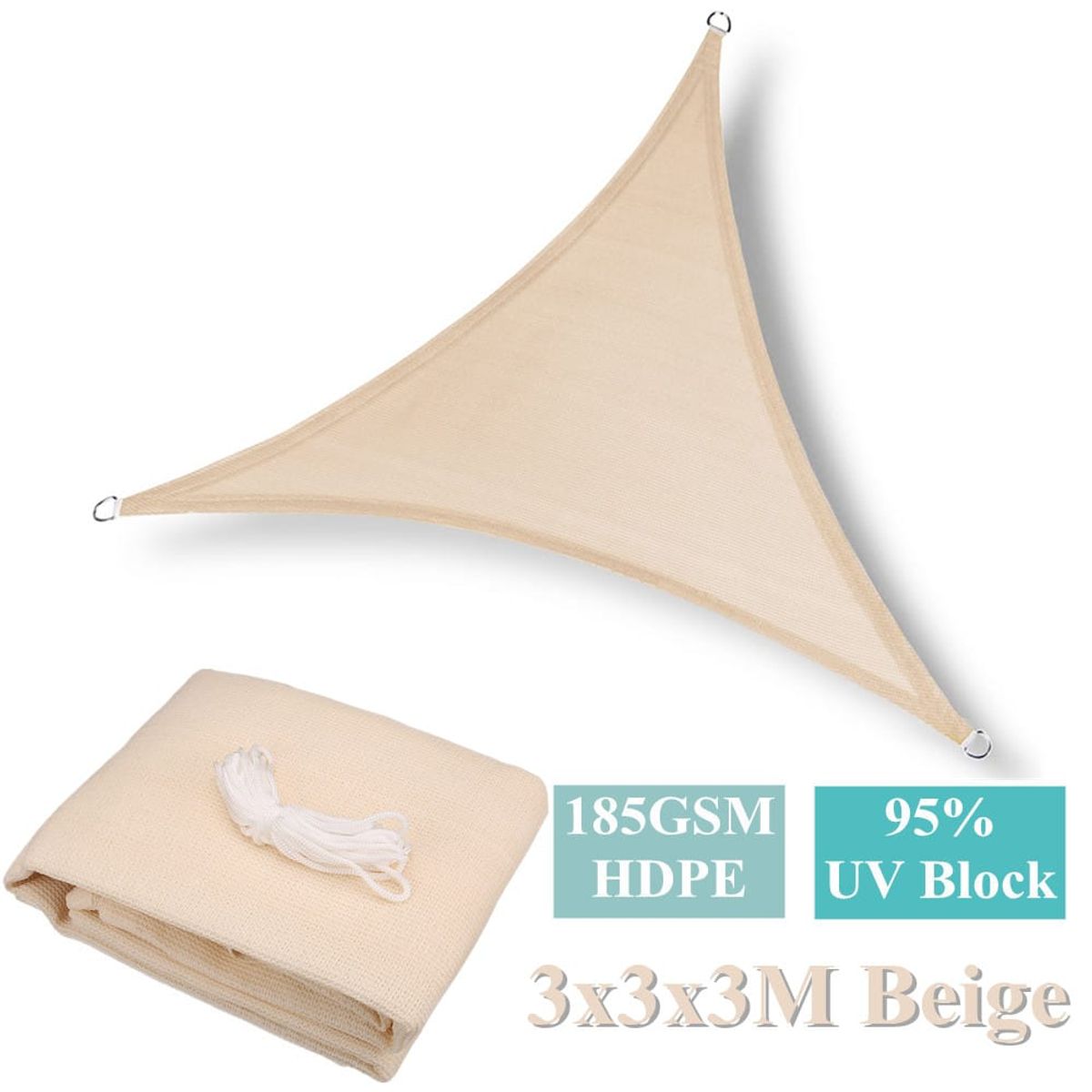 GENERICO - Toldo X2 vela Triangular 3,5x 3.5x 3,5 MT malla terraza sombreadora