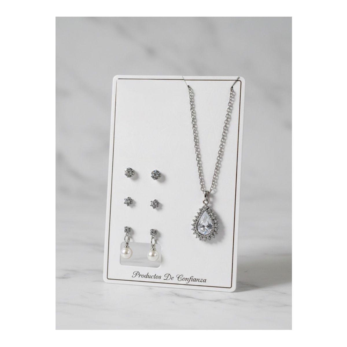 GENERICO - Set 3 Pendientes + collar Plateado
