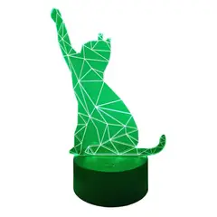 GENERICO - Lampara ilusión 3D Gato De 7 Colores